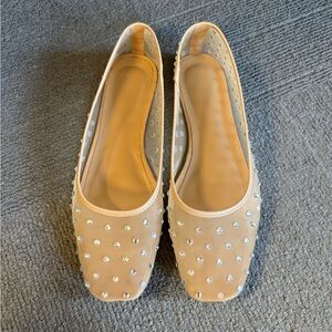 Tan Mesh Flats with Rhinestone Accents - 8.5